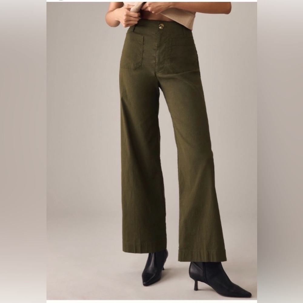 Maeve Collette wide leg cord crop Pant 16 green